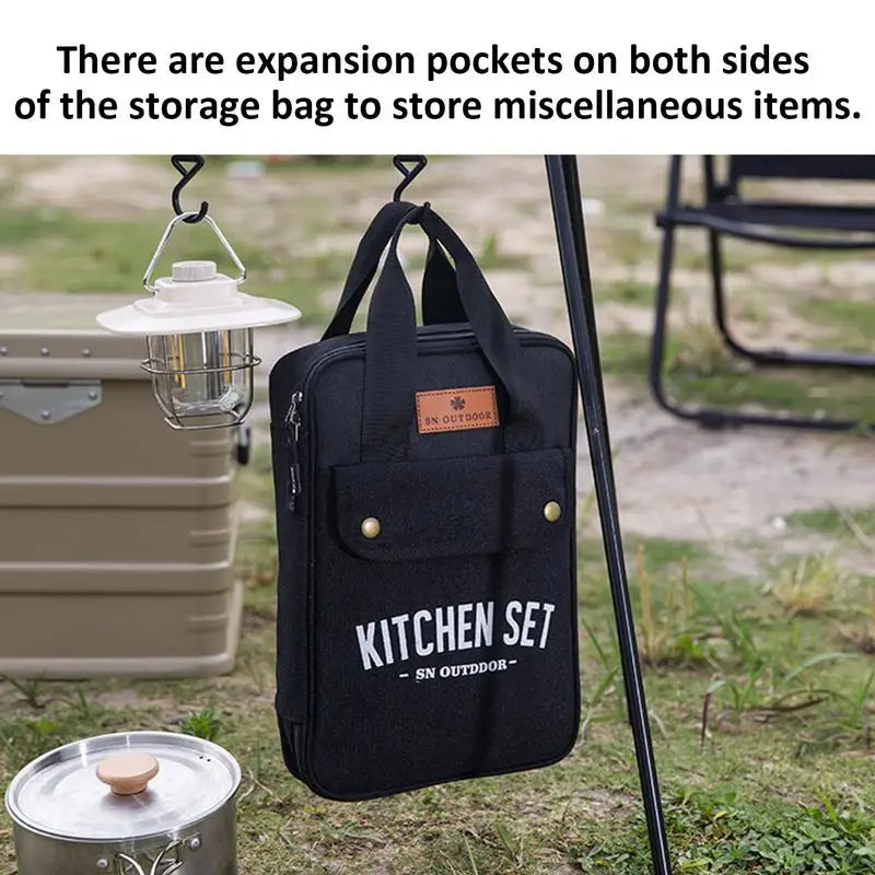 8-Piece Stainless Steel Camping Cookware & Utensil Set – Compact Outdoor Kitchen Kit with Travel Organizer Bag