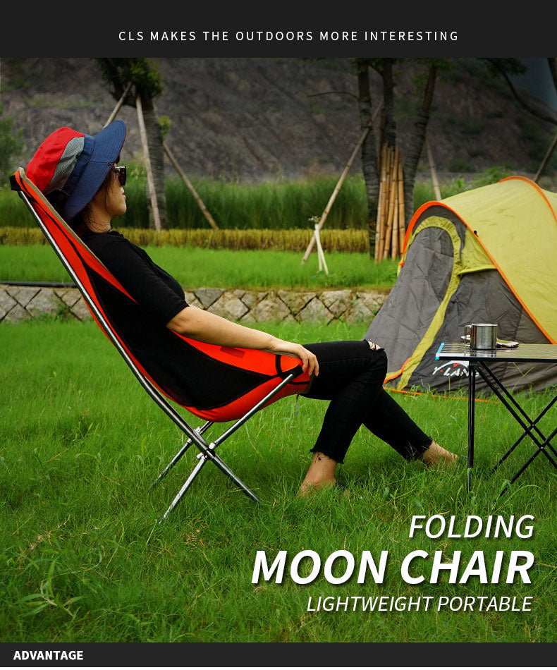 Super compact and light folding full-size moon chair