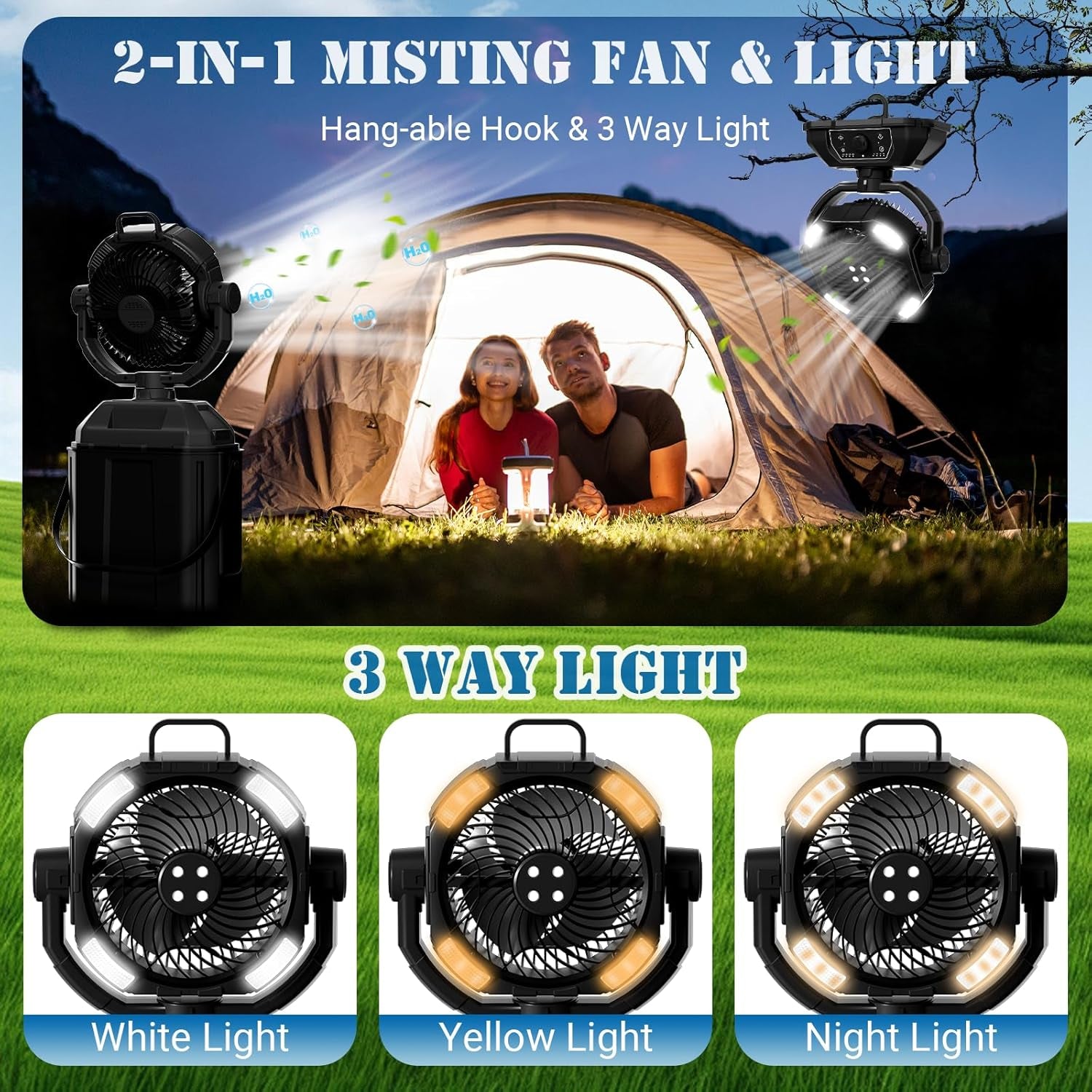 1.6GAL Bucket Portable Misting Fans for Outdoors Patios,20000Ma