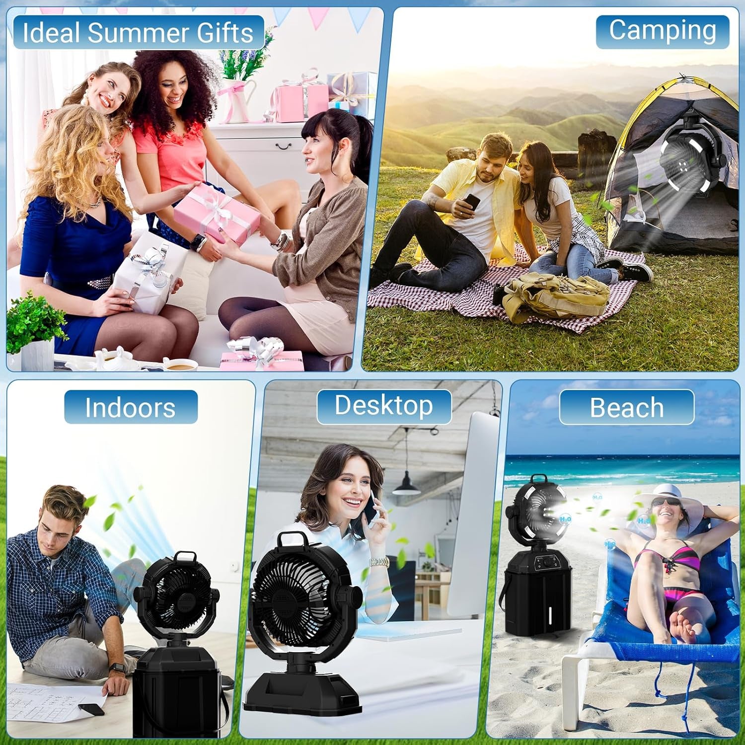 1.6GAL Bucket Portable Misting Fans for Outdoors Patios,20000Ma