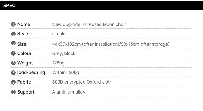 Super compact and light folding full-size moon chair