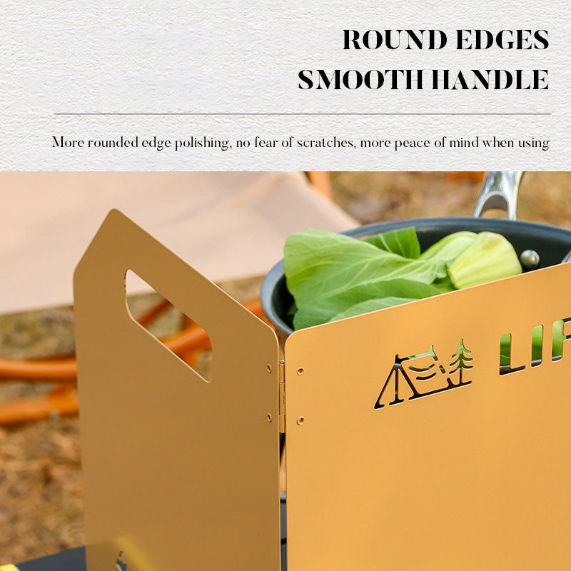 Folding Camping Stove Wind Shield – Portable Aluminum Enclosure for Cassette & Gas Stoves, Outdoor Cooking Wind Protection